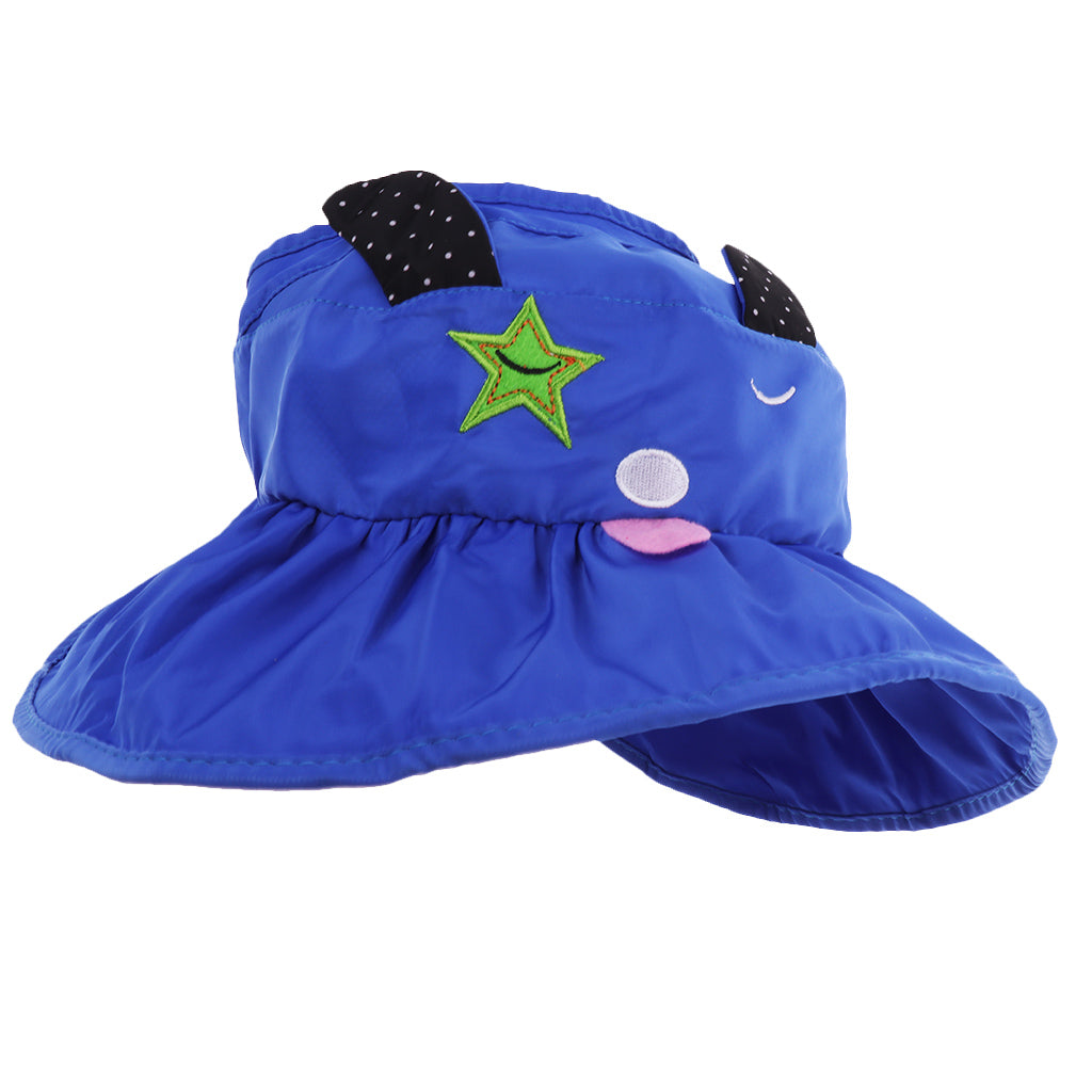 Baby Sun Hat Summer Beach Hat Wide Brim Visor Cap Kids Blue