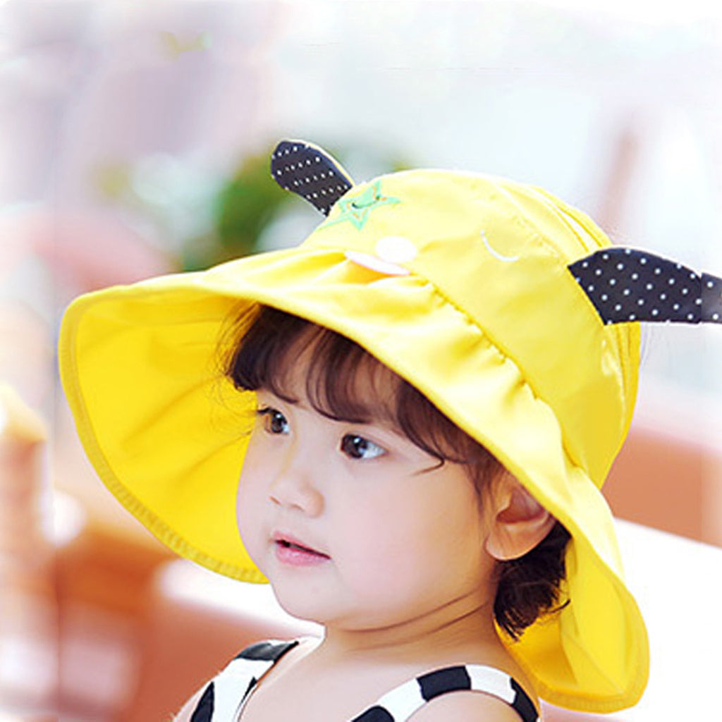 Baby Sun Hat Summer Beach Hat Wide Brim Visor Cap Kids Yellow