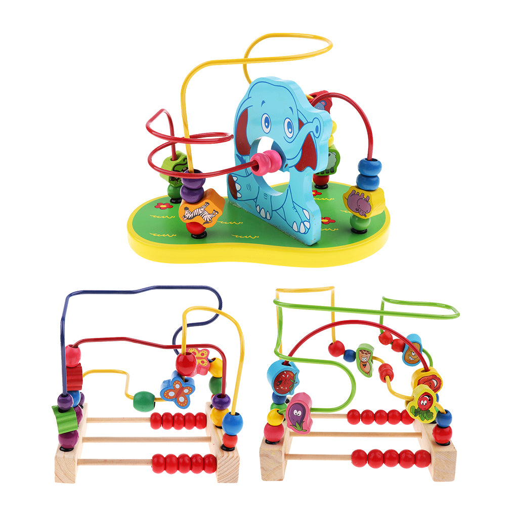 Multifunctional Wooden Education Puzzle Round Beads Toy Vegetables