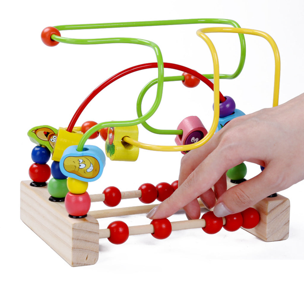 Multifunctional Wooden Education Puzzle Round Beads Toy Vegetables
