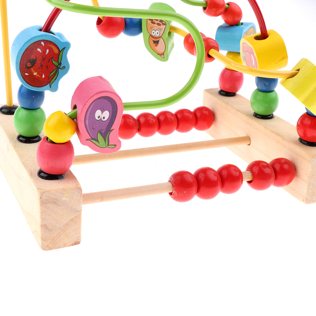 Multifunctional Wooden Education Puzzle Round Beads Toy Vegetables