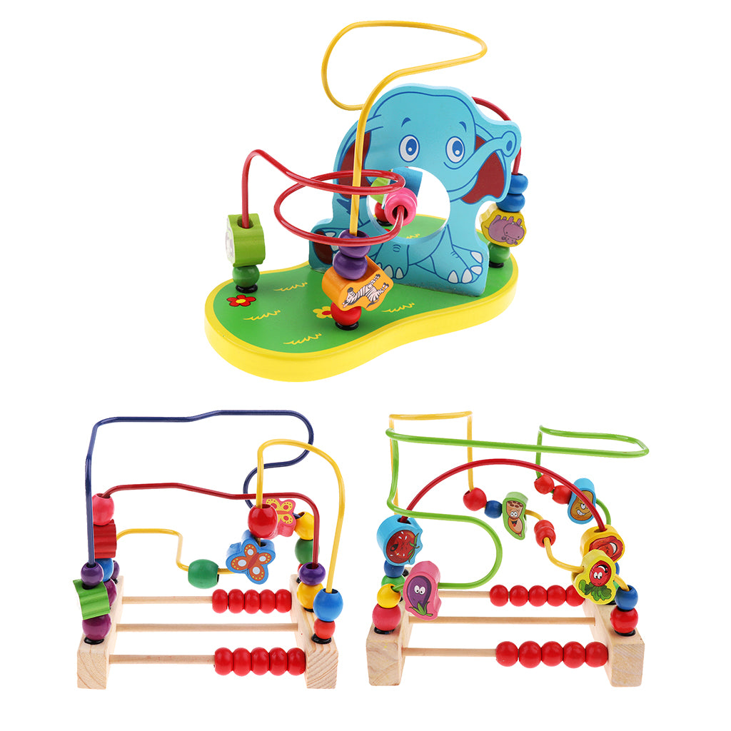 Multifunctional Wooden Education Puzzle Round Beads Toy Vegetables