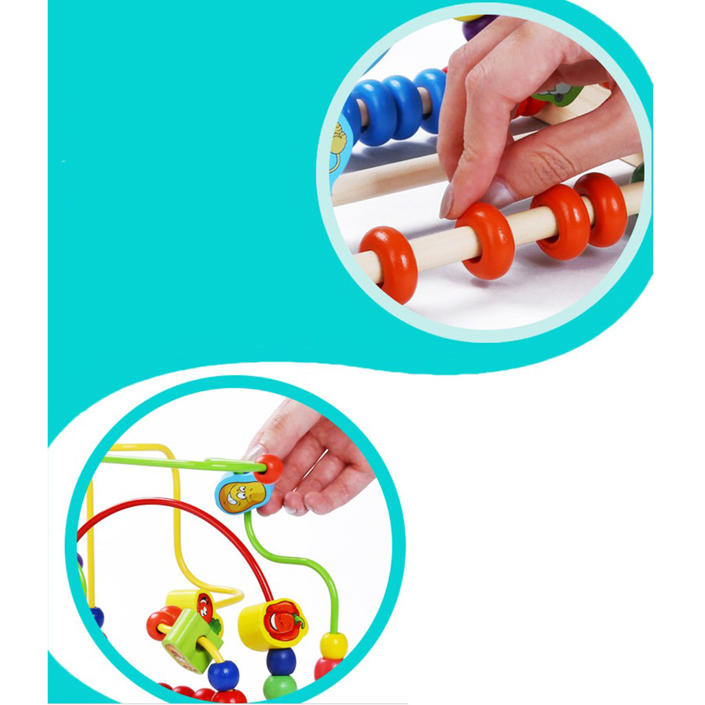 Multifunctional Wooden Education Puzzle Round Beads Toy Vegetables