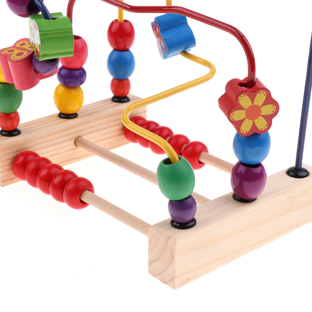 Multifunctional Wooden Education Puzzle Round Beads Toy Flower and Bird