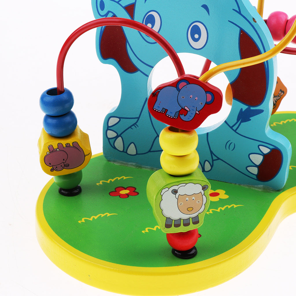 Multifunctional Wooden Education Puzzle Round Beads Toy Frog