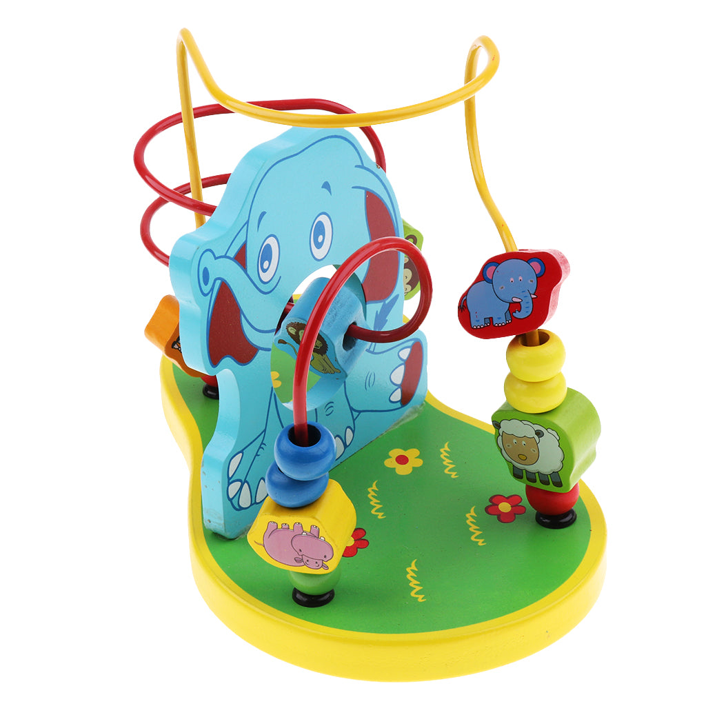 Multifunctional Wooden Education Puzzle Round Beads Toy Frog