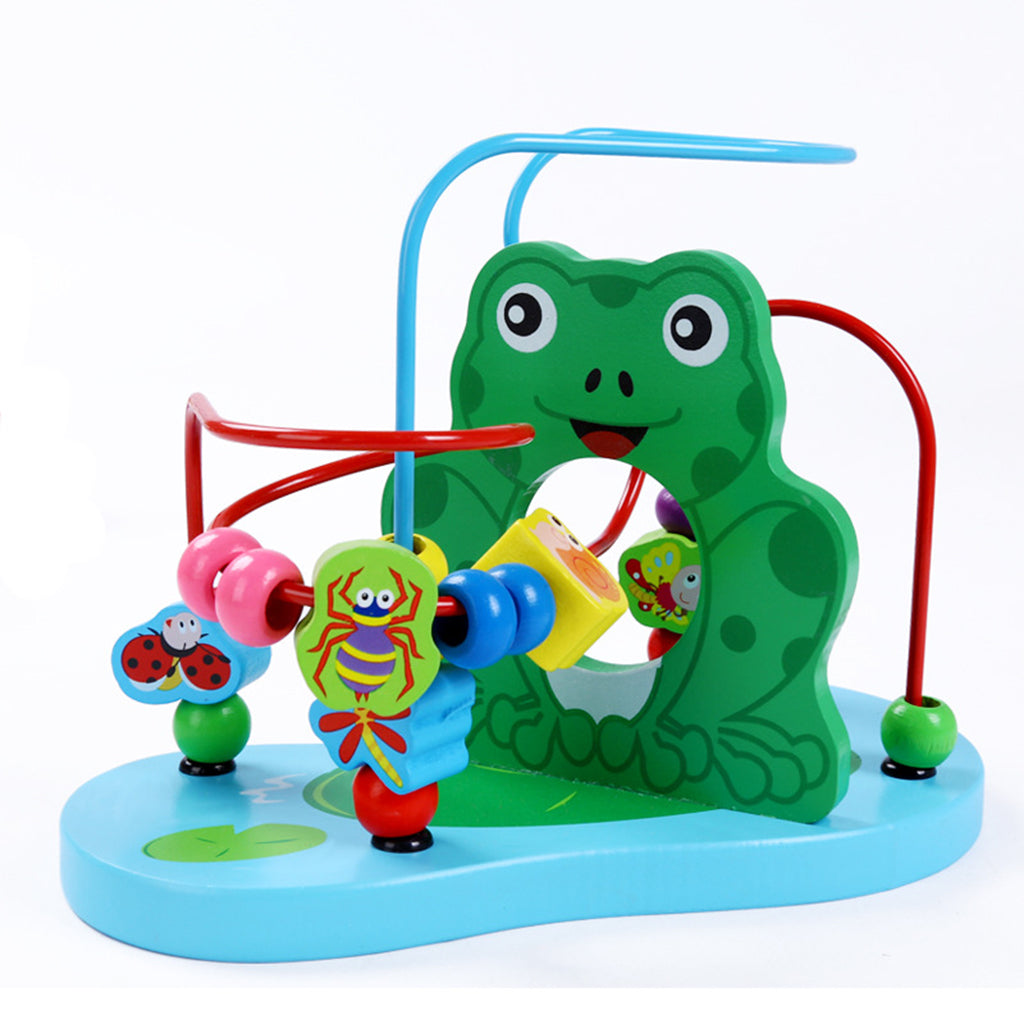 Multifunctional Wooden Education Puzzle Round Beads Toy Frog