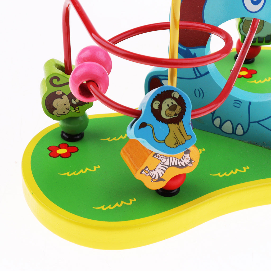 Multifunctional Wooden Education Puzzle Round Beads Toy Frog