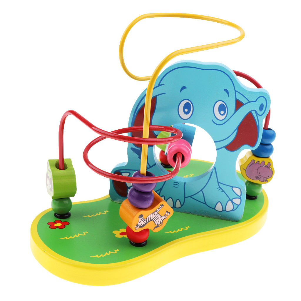 Multifunctional Wooden Education Puzzle Round Beads Toy Frog