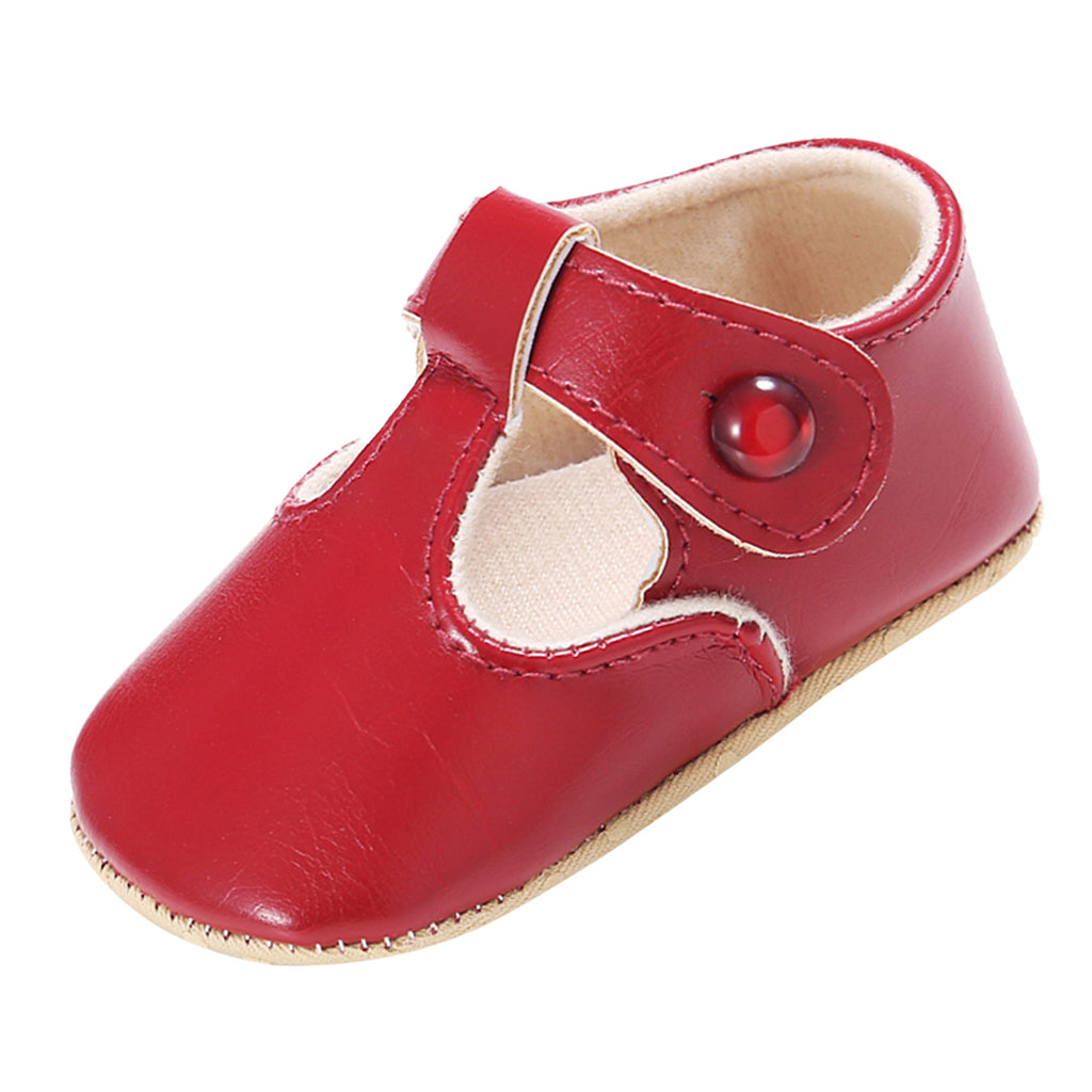 Baby Girl Leather Shoes Toddle Anti-slip Prewalker Sandals 0-6M Red