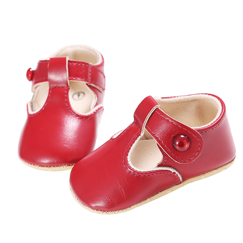 Baby Girl Leather Shoes Toddle Anti-slip Prewalker Sandals 6-12M Red