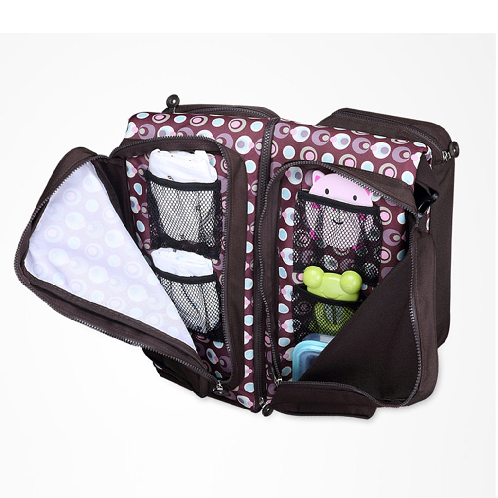 Multifunctional Foldable Baby Bed with Mosquito Net Mummy Bag Brown