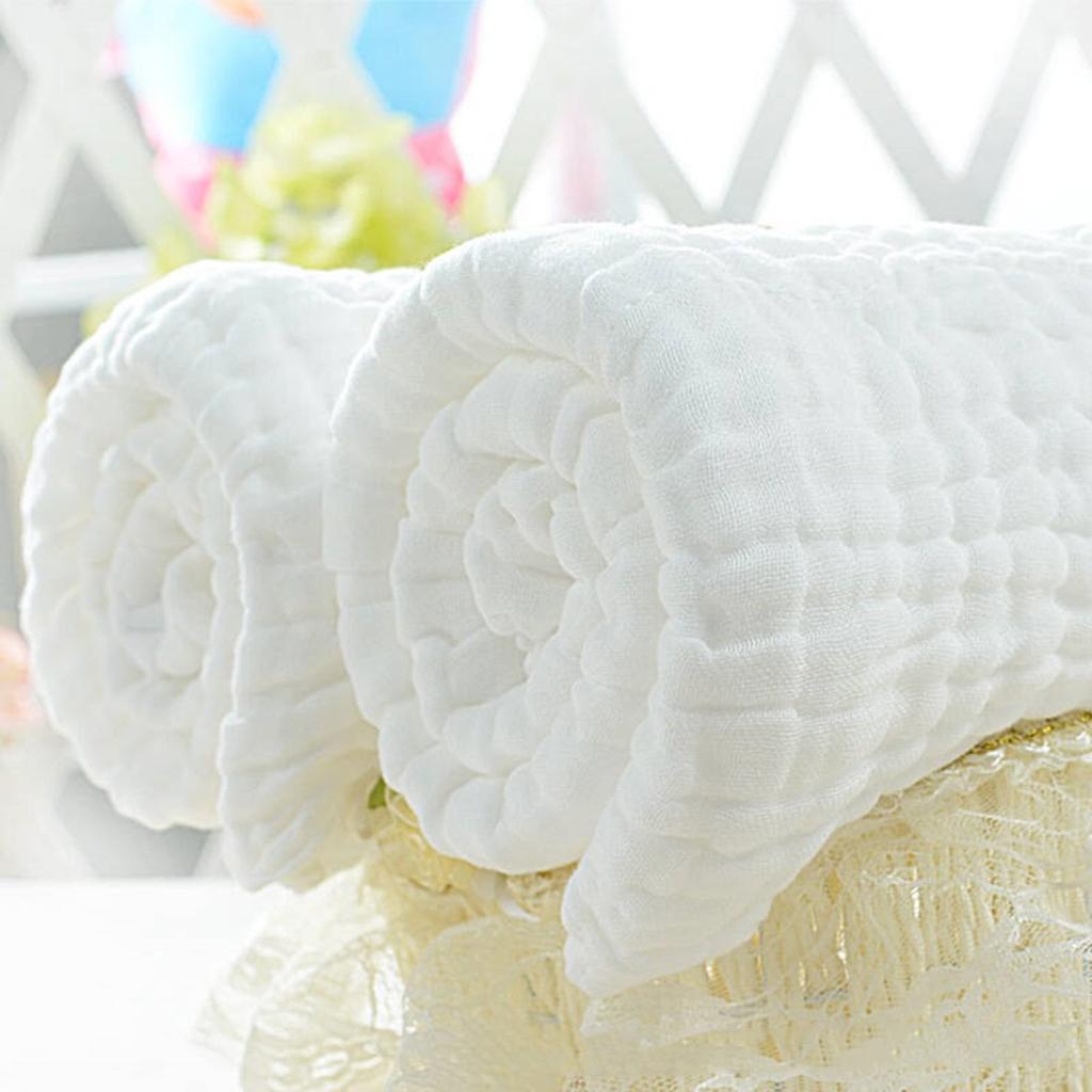 Soft Baby Infant Newborn Cotton Gauze Bath Towel Bathing Cloth White