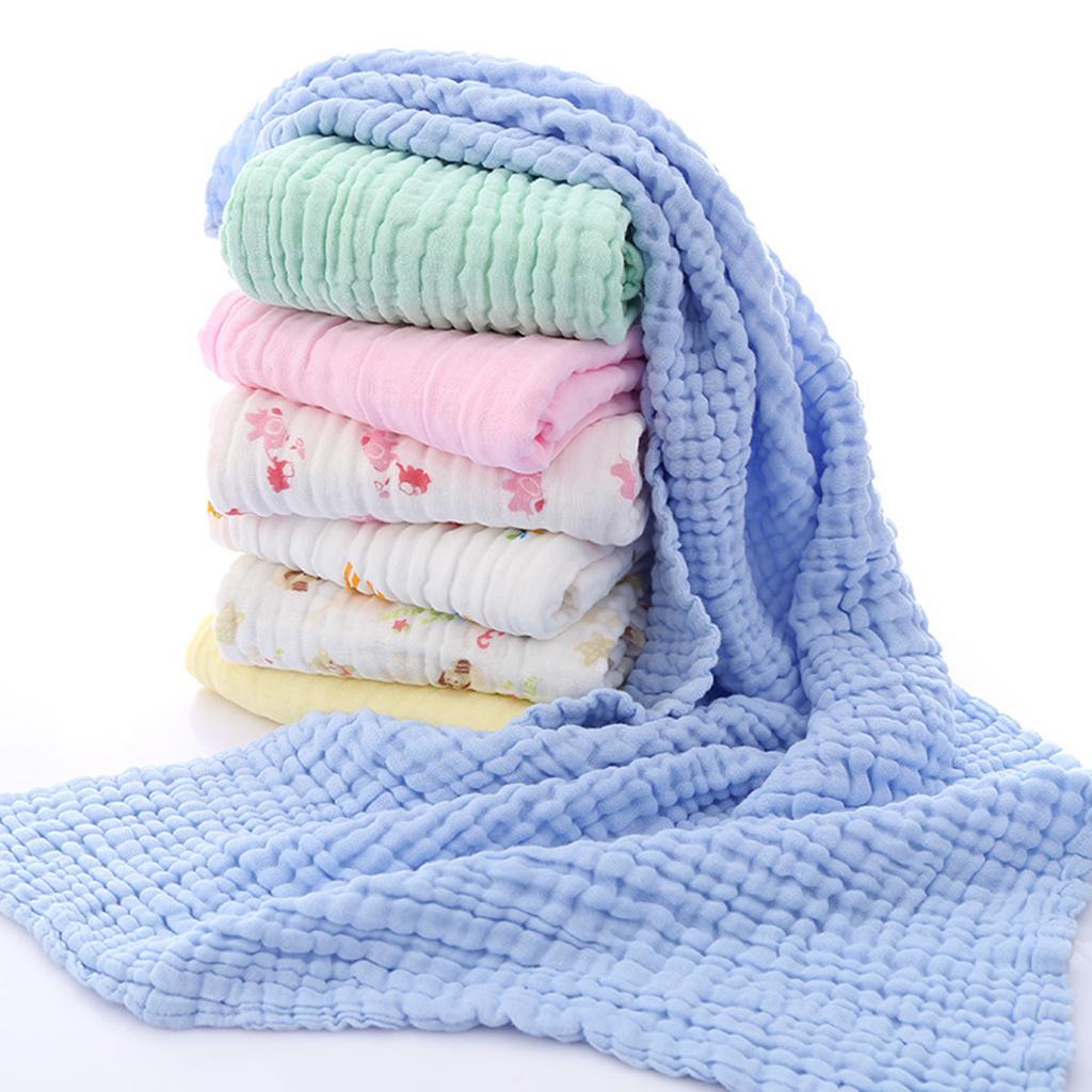 Soft Baby Infant Newborn Cotton Gauze Bath Towel Bathing Cloth Blue