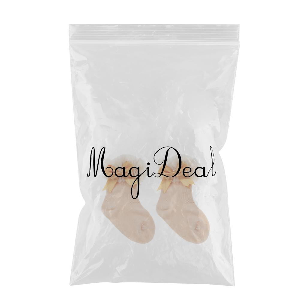 1 Pair Baby Kids Girls Layer Mesh Lace Bow Short Socks S (0-2 Years) Beige