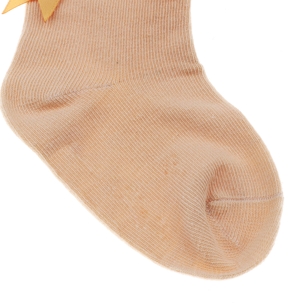 1 Pair Baby Kids Girls Layer Mesh Lace Bow Short Socks S (0-2 Years) Beige