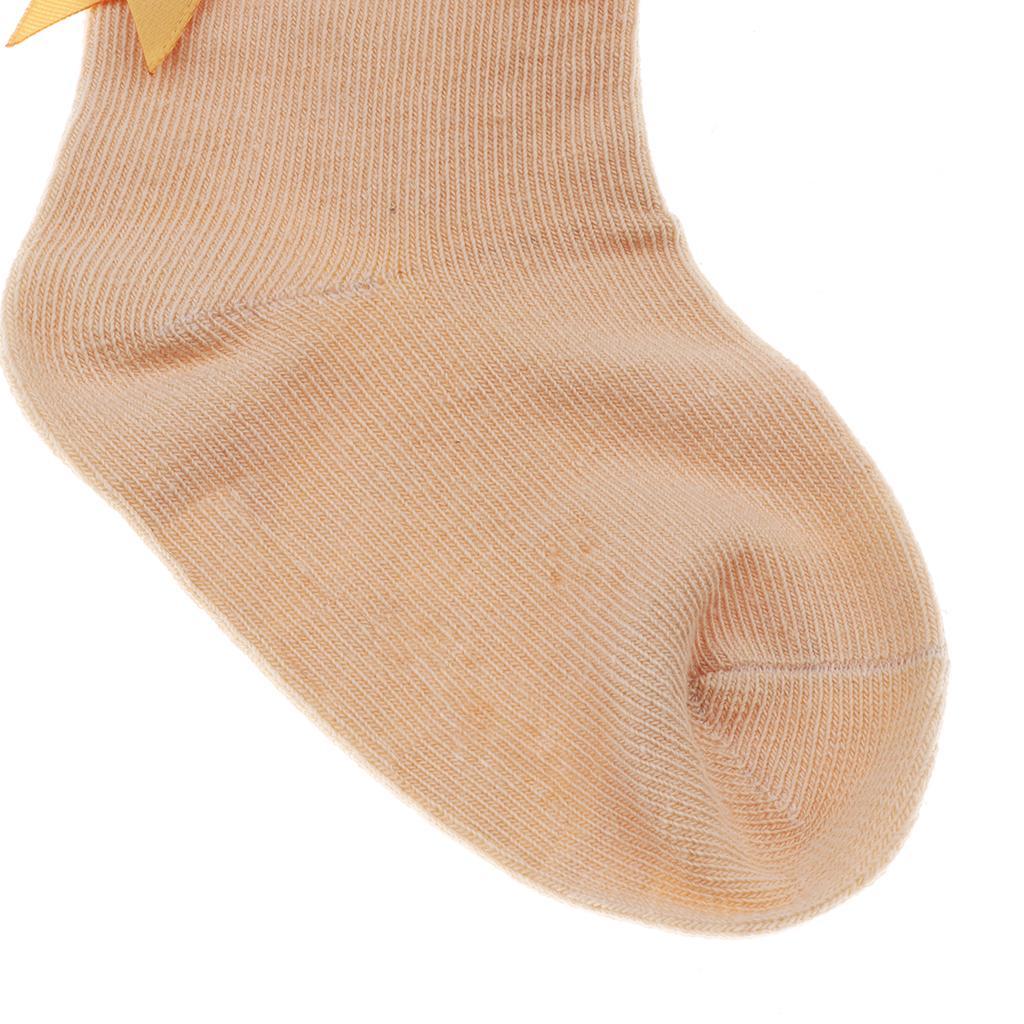 1 Pair Baby Kids Girls Layer Mesh Lace Bow Short Socks L (4-6 Years) Beige