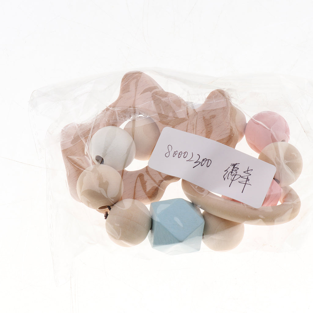 Safe Wooden Baby Teether Wood Teething Bracelet Rings Sheep