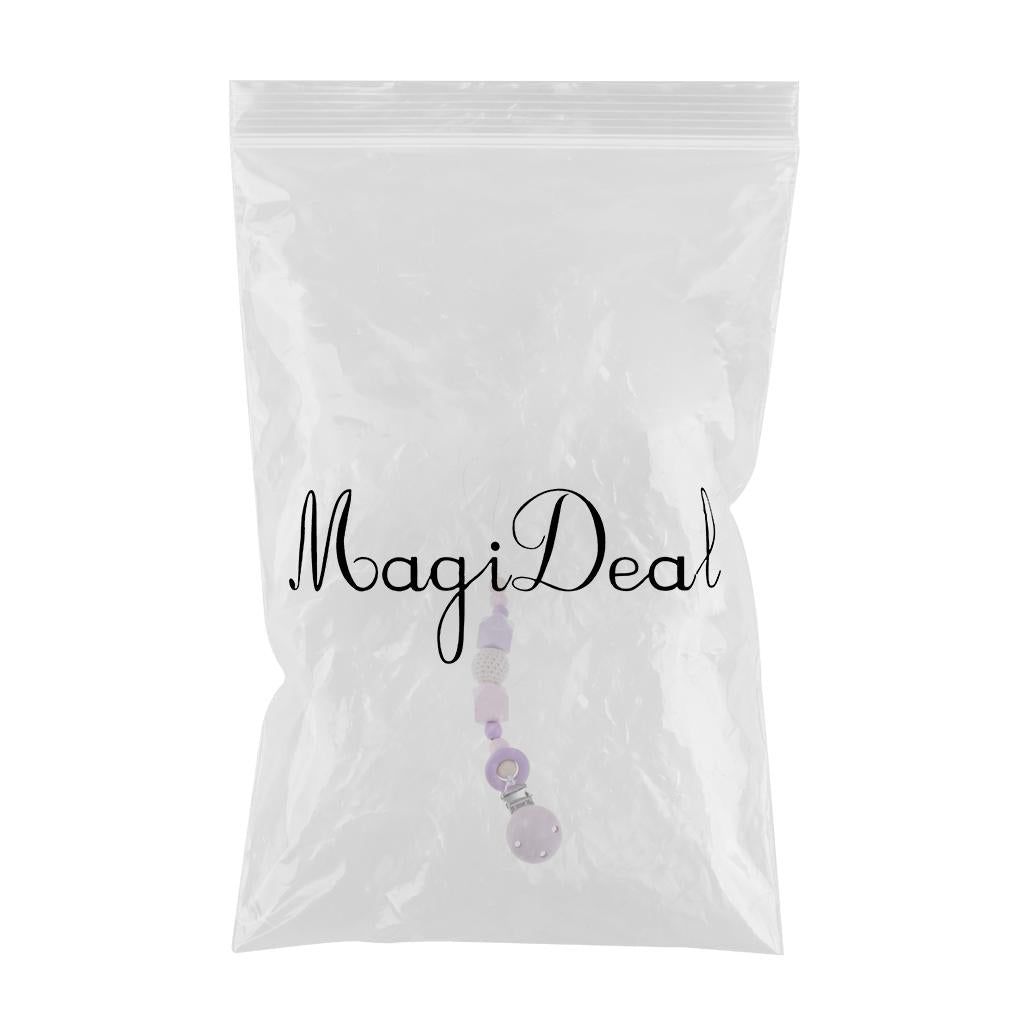 Baby Wooden Pacifier Clip Holder Nature Teething Chewable Infant Toy Purple