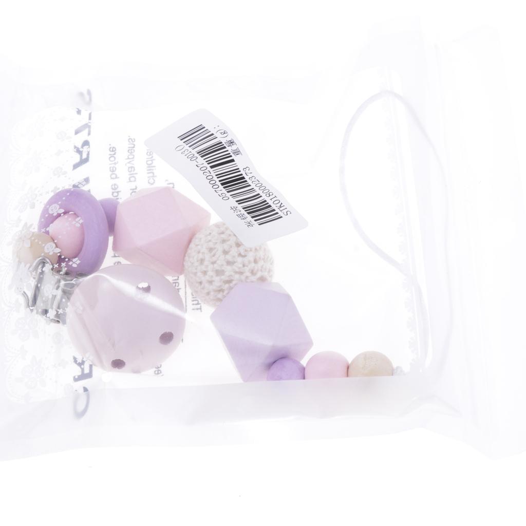 Baby Wooden Pacifier Clip Holder Nature Teething Chewable Infant Toy Purple