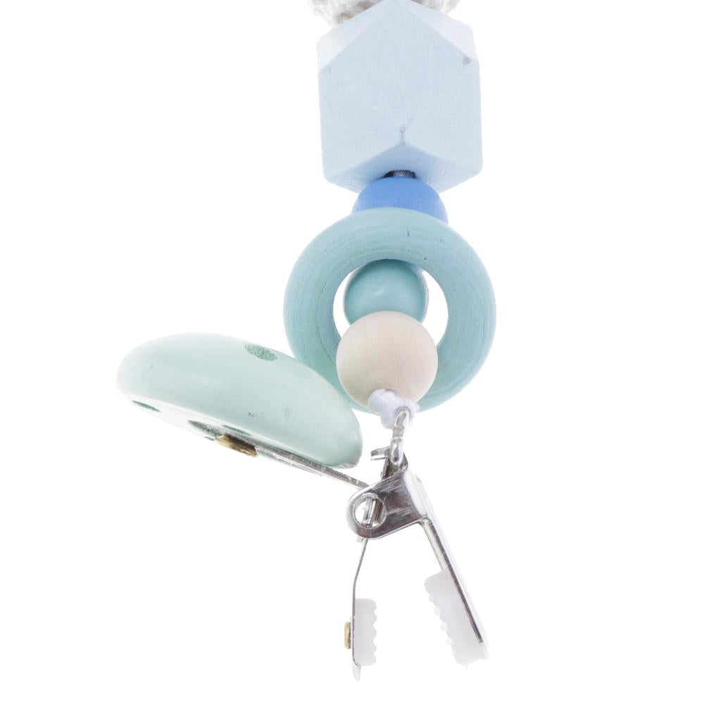 Baby Wooden Pacifier Clip Holder Nature Teething Chewable Infant Toy Blue