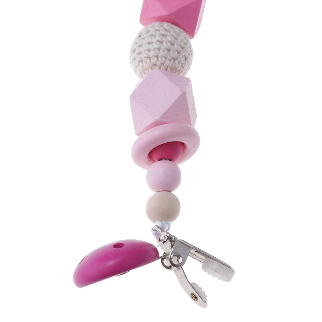 Baby Wooden Pacifier Clip Holder Nature Teething Chewable Infant Toy Rose