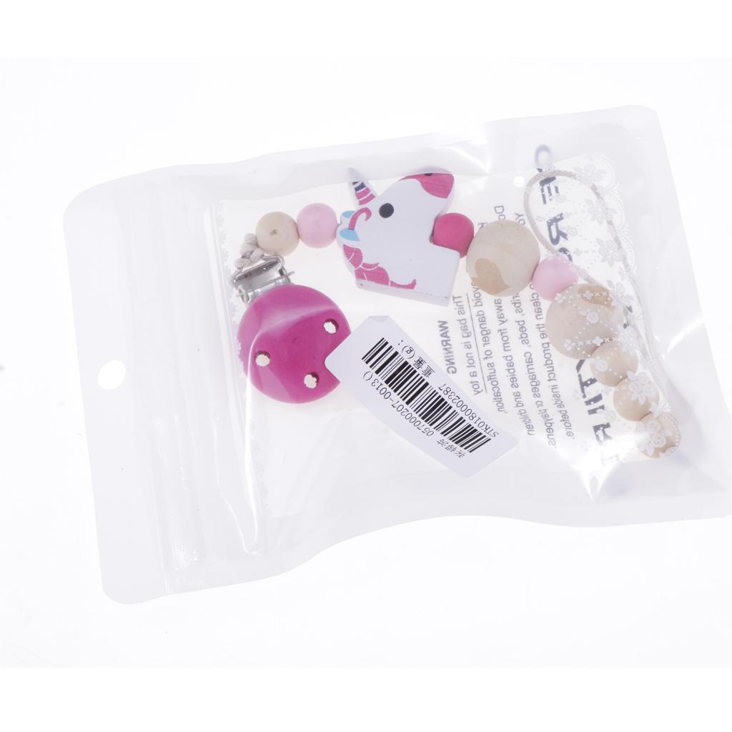 Baby Toddler Dummy Pacifier Soother Teat Shield Wood Chain Clip Holder DIY Gift