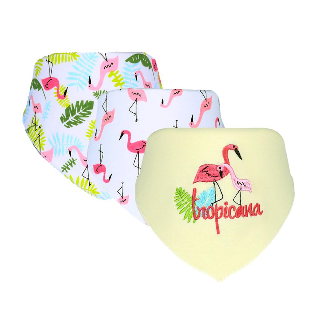Baby Feeding Head Scarf Towel Bib Bandana Saliva Triangle Dribble Flamingo