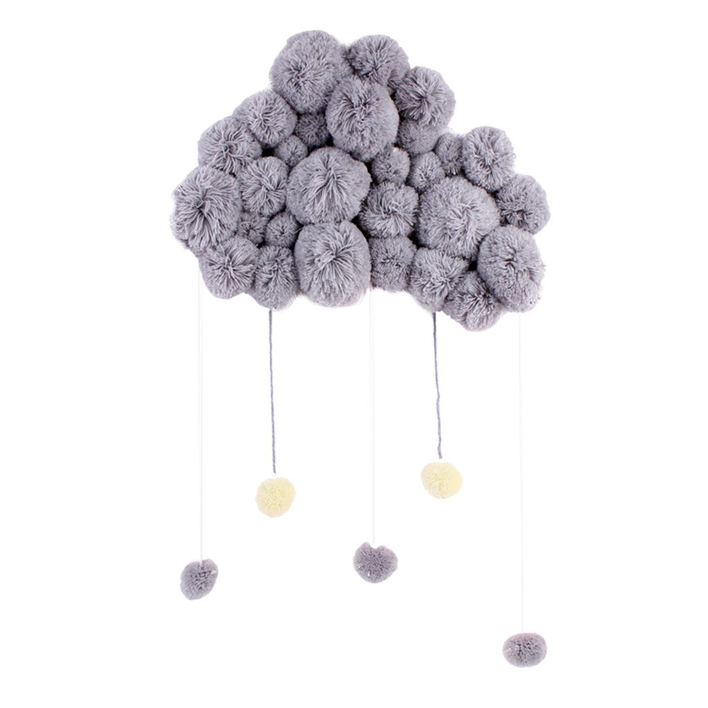 Baby Kids Room Nursery Home Cloud Raindrop Wall Mural Decor Gray