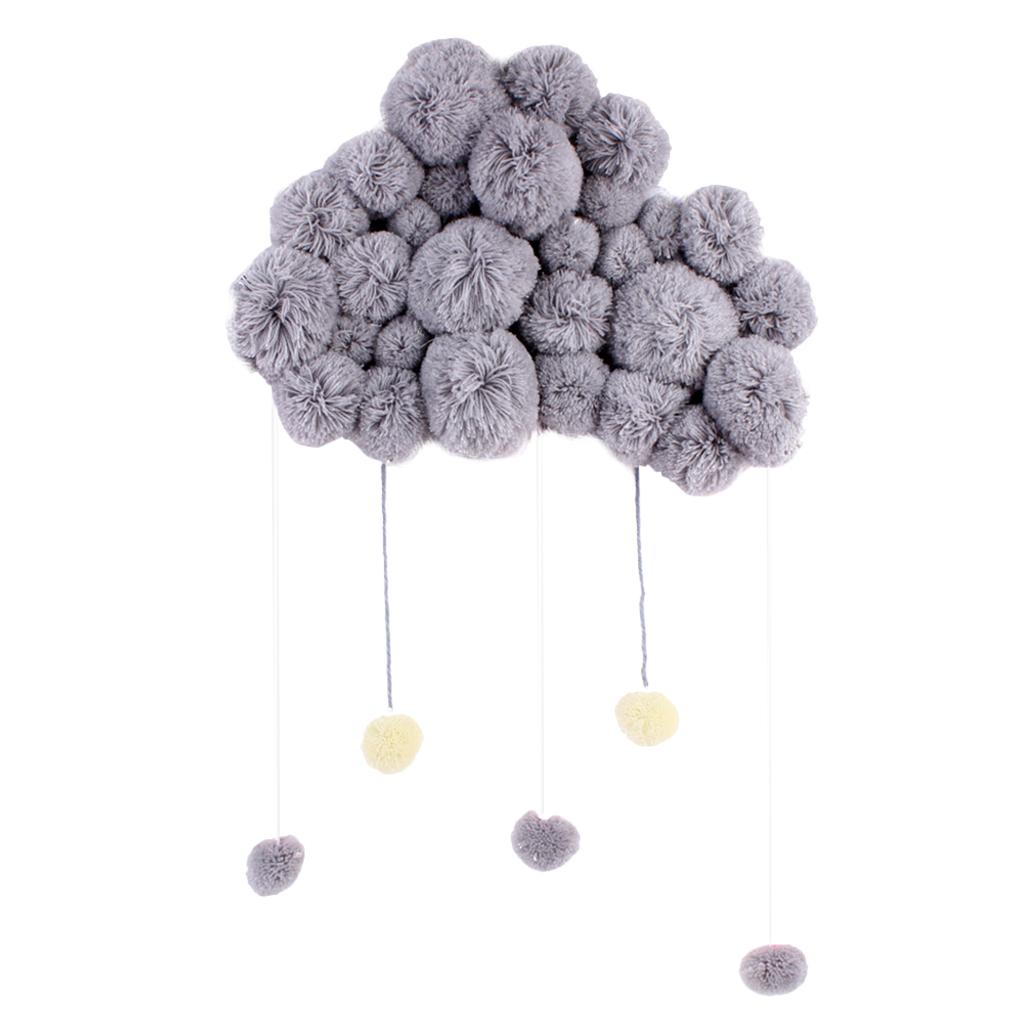 Baby Kids Room Nursery Home Cloud Raindrop Wall Mural Decor Gray