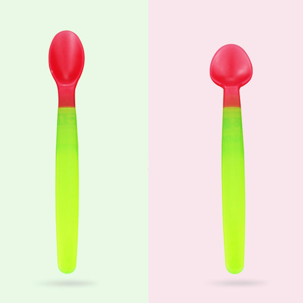 2xBaby Infant Temperature Heat Sensing Feeder Feeding Spoon Red