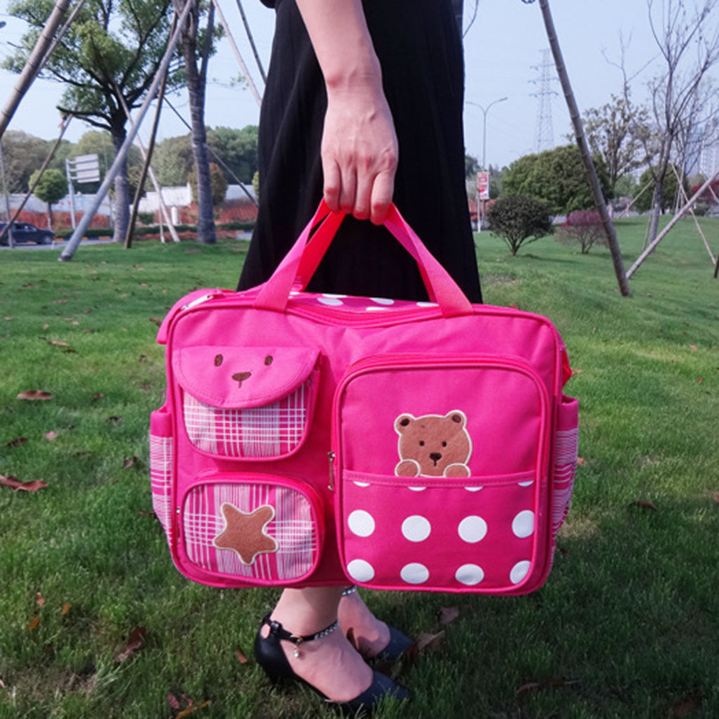 Multi Function High Capacity Mummy Bag Pregnant Mother Child Bag Rose red
