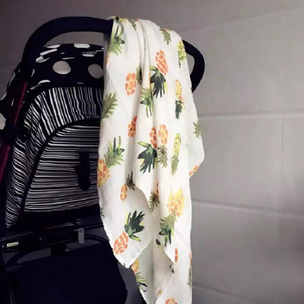 Baby Bamboo Fiber Wrap Towel Infant Swaddle Blankets Pineapple
