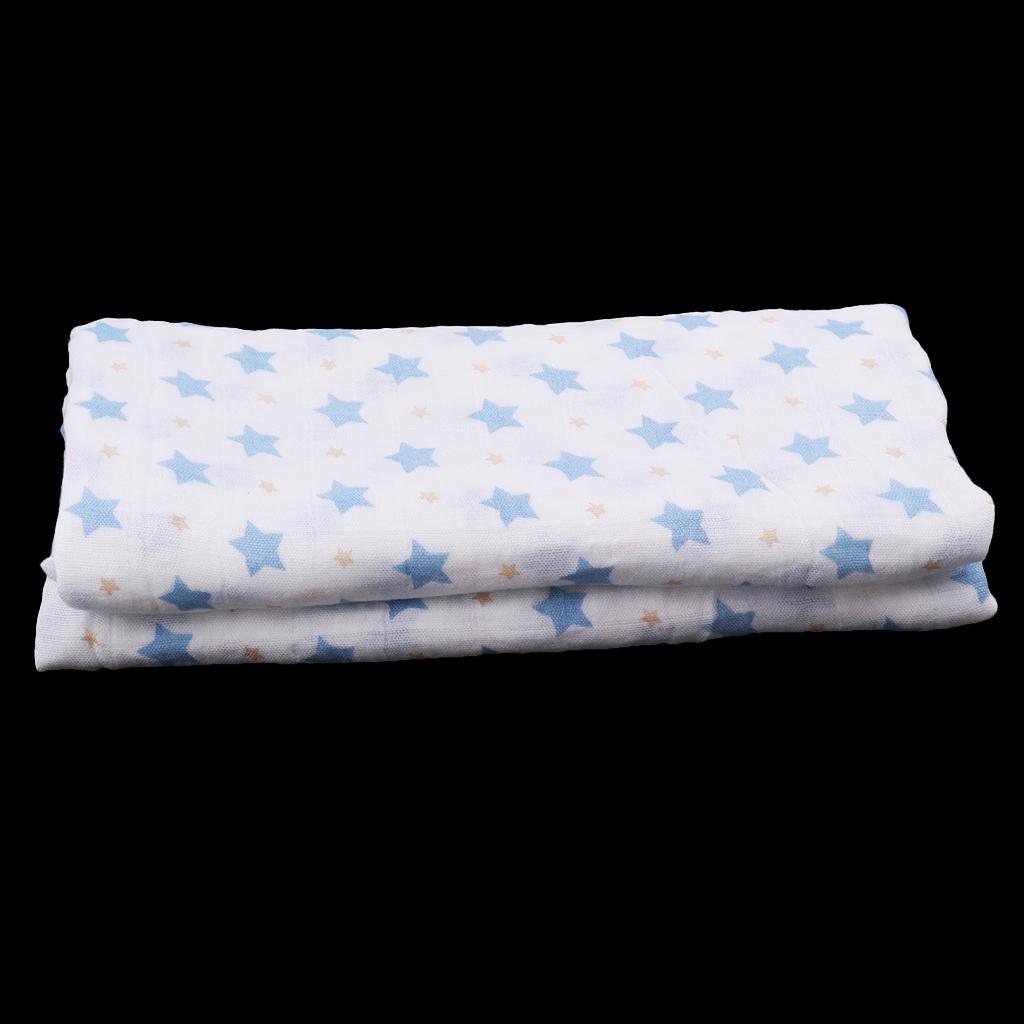 Baby Bamboo Fiber Wrap Towel Infant Swaddle Blankets Blue star