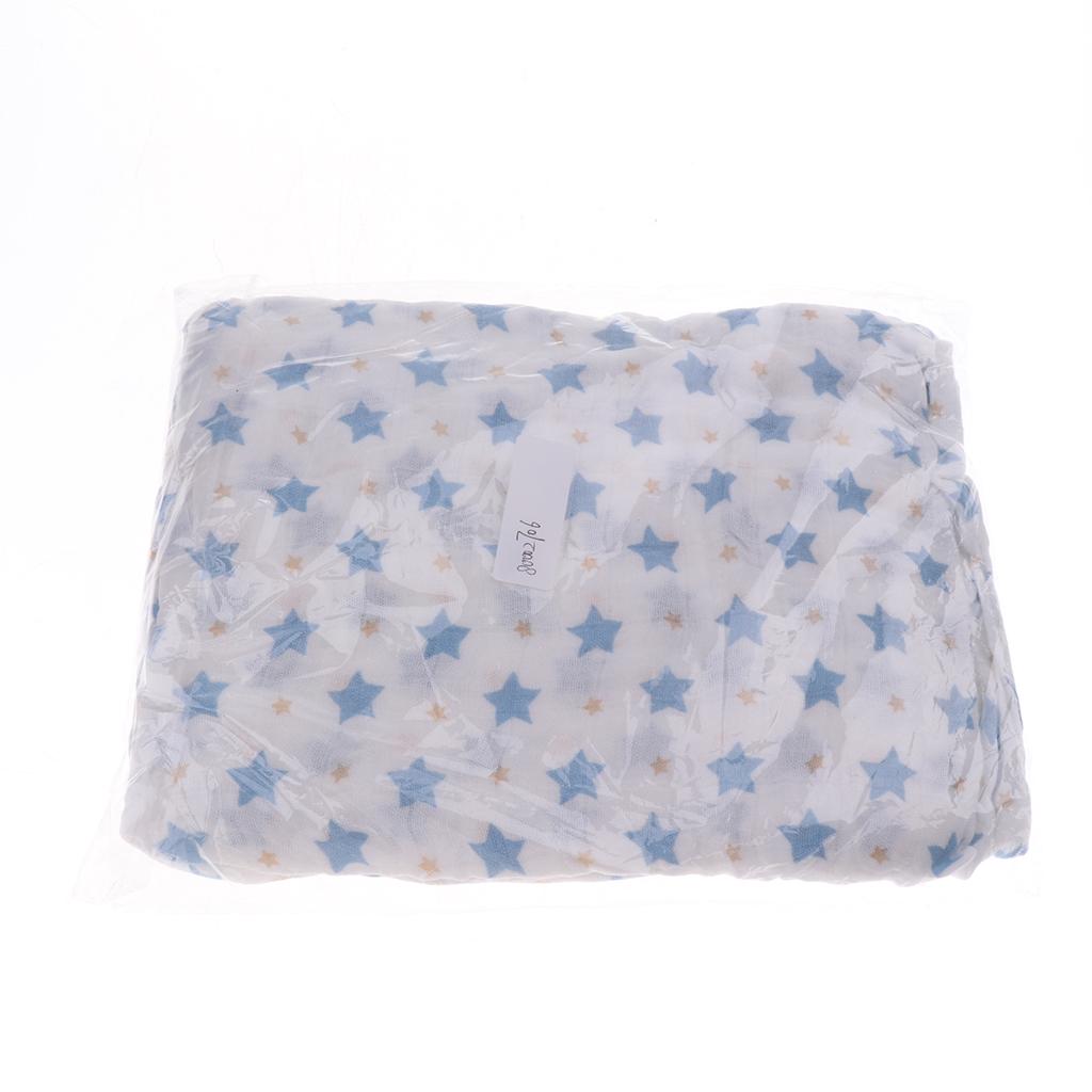 Baby Bamboo Fiber Wrap Towel Infant Swaddle Blankets Blue star