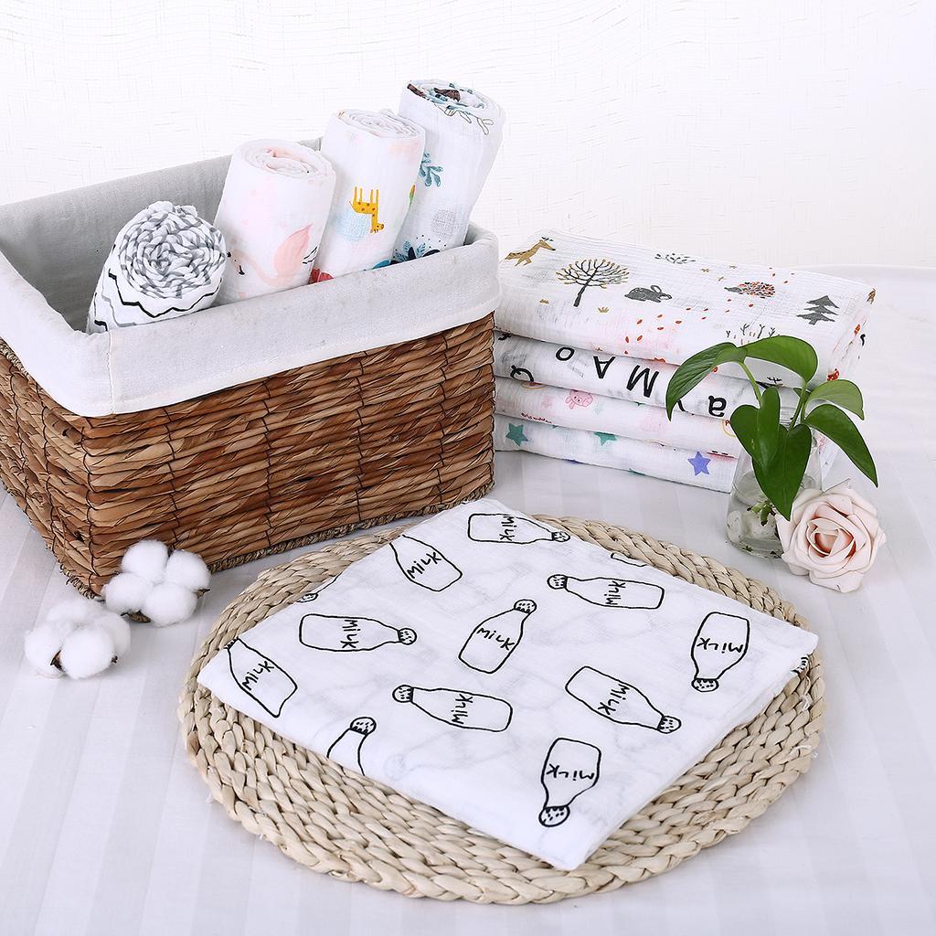 Baby Bamboo Fiber Wrap Towel Infant Swaddle Blankets Bottle