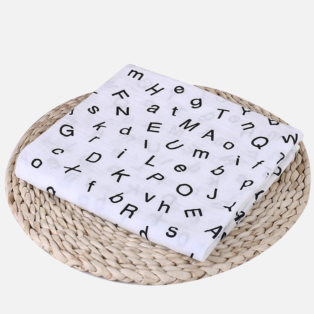 Baby Bamboo Fiber Wrap Towel Infant Swaddle Blankets Letter