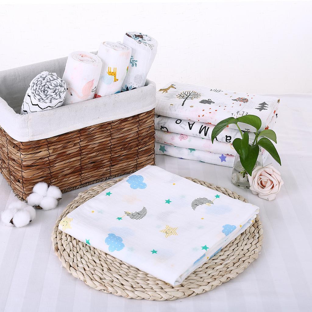 Soft Muslin Baby Swaddling Blanket Newborn Infant Cotton Swaddle Towel Cloud