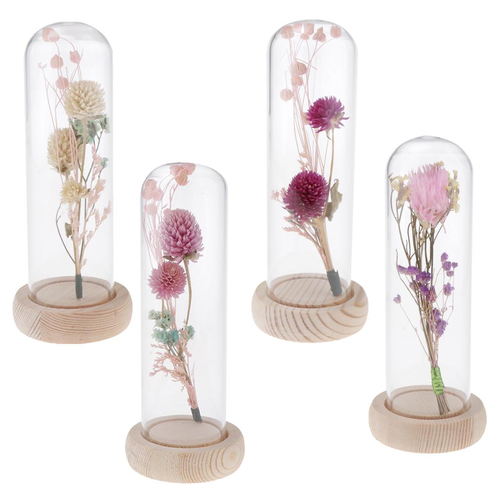 Romantic Dried Flower Plant Ornament Micro Landscape Glass Cover Purple