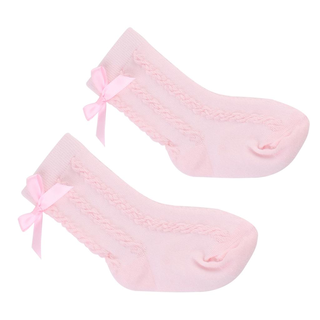 Baby Girls Knee High Long Socks Bow Cotton Casual Stockings 0-2T Pink