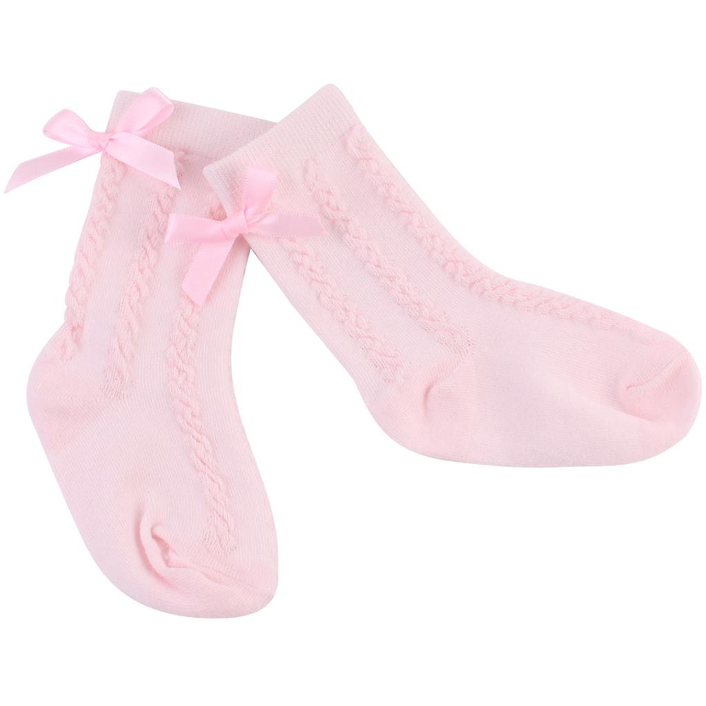Baby Girls Knee High Long Socks Bow Cotton Casual Stockings 0-2T Pink