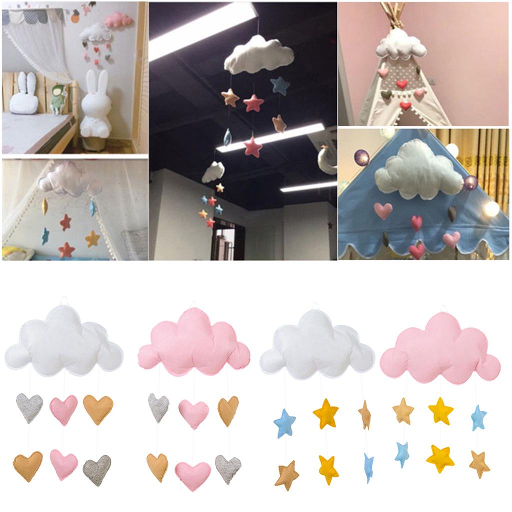 Love Heart Star Baby Nursery Mobile Wall Hanging Decor Love Heart White