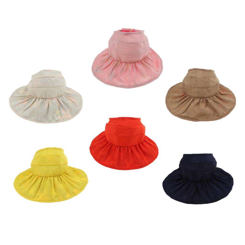 Summer Children's Sun Visor Hat Beach Hat Wide Brim Adjustable Cap White
