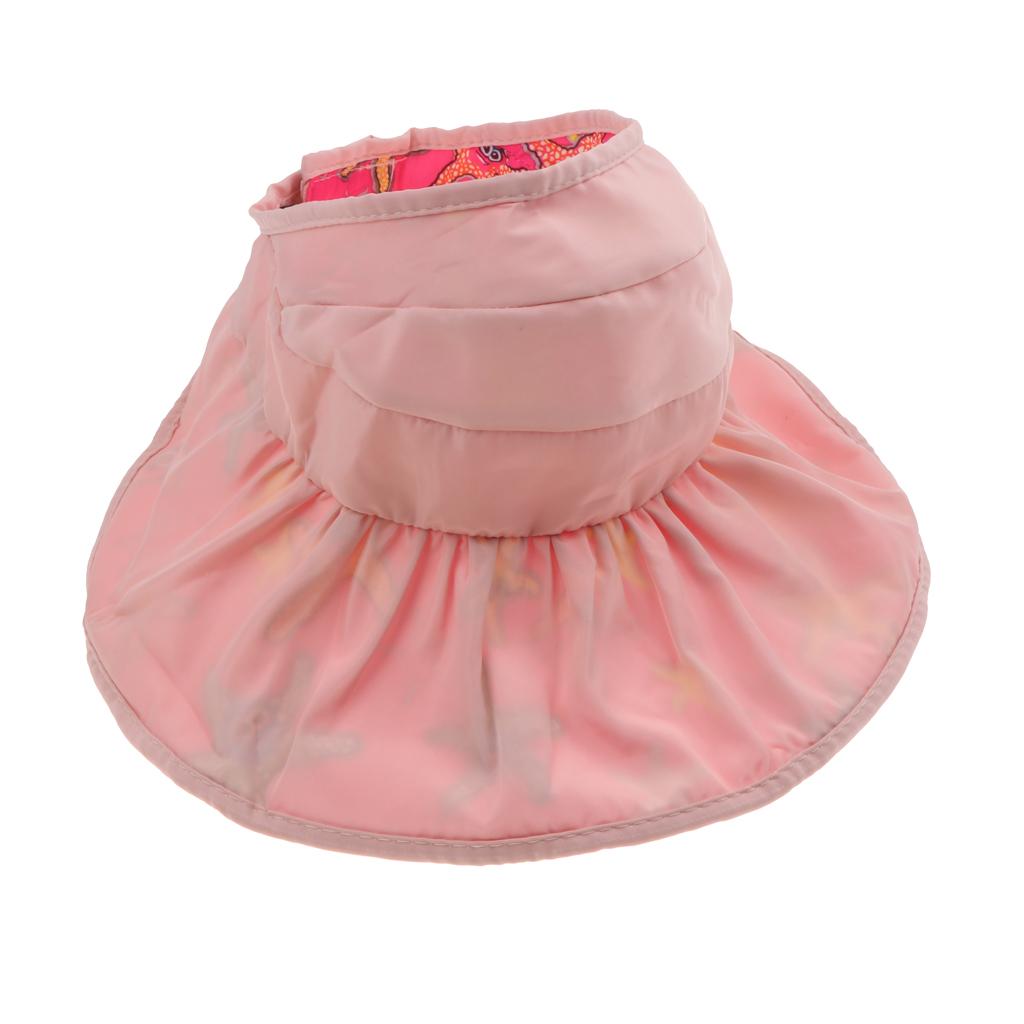 Summer Children's Sun Visor Hat Beach Hat Wide Brim Adjustable Cap Pink