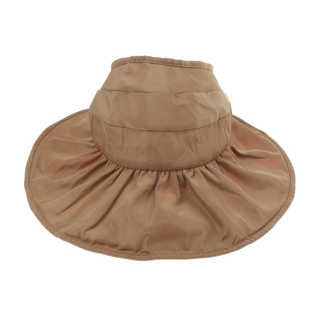 Summer Children's Sun Visor Hat Beach Hat Wide Brim Adjustable Cap Brown