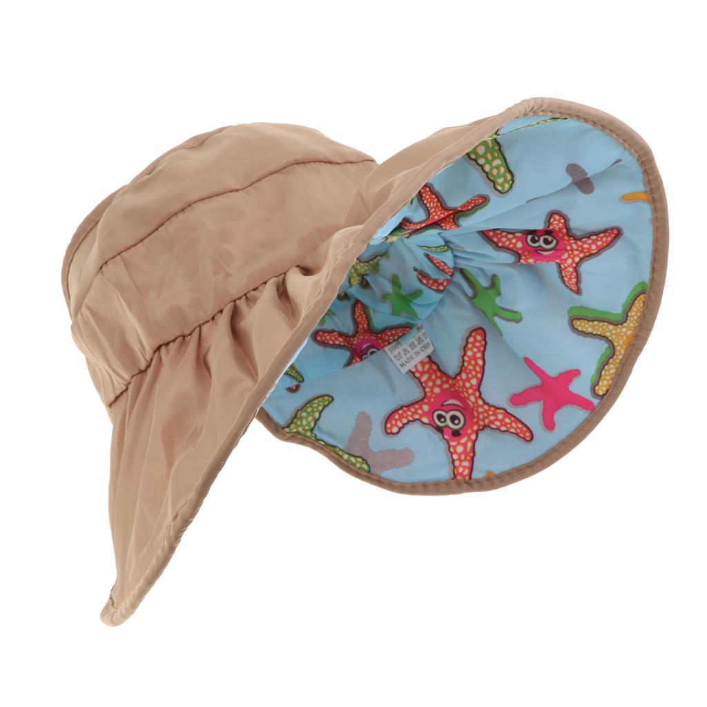 Summer Children's Sun Visor Hat Beach Hat Wide Brim Adjustable Cap Brown