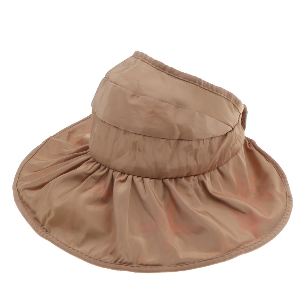Summer Children's Sun Visor Hat Beach Hat Wide Brim Adjustable Cap Brown