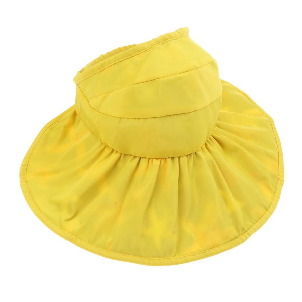 Summer Children's Sun Visor Hat Beach Hat Wide Brim Adjustable Cap Yellow