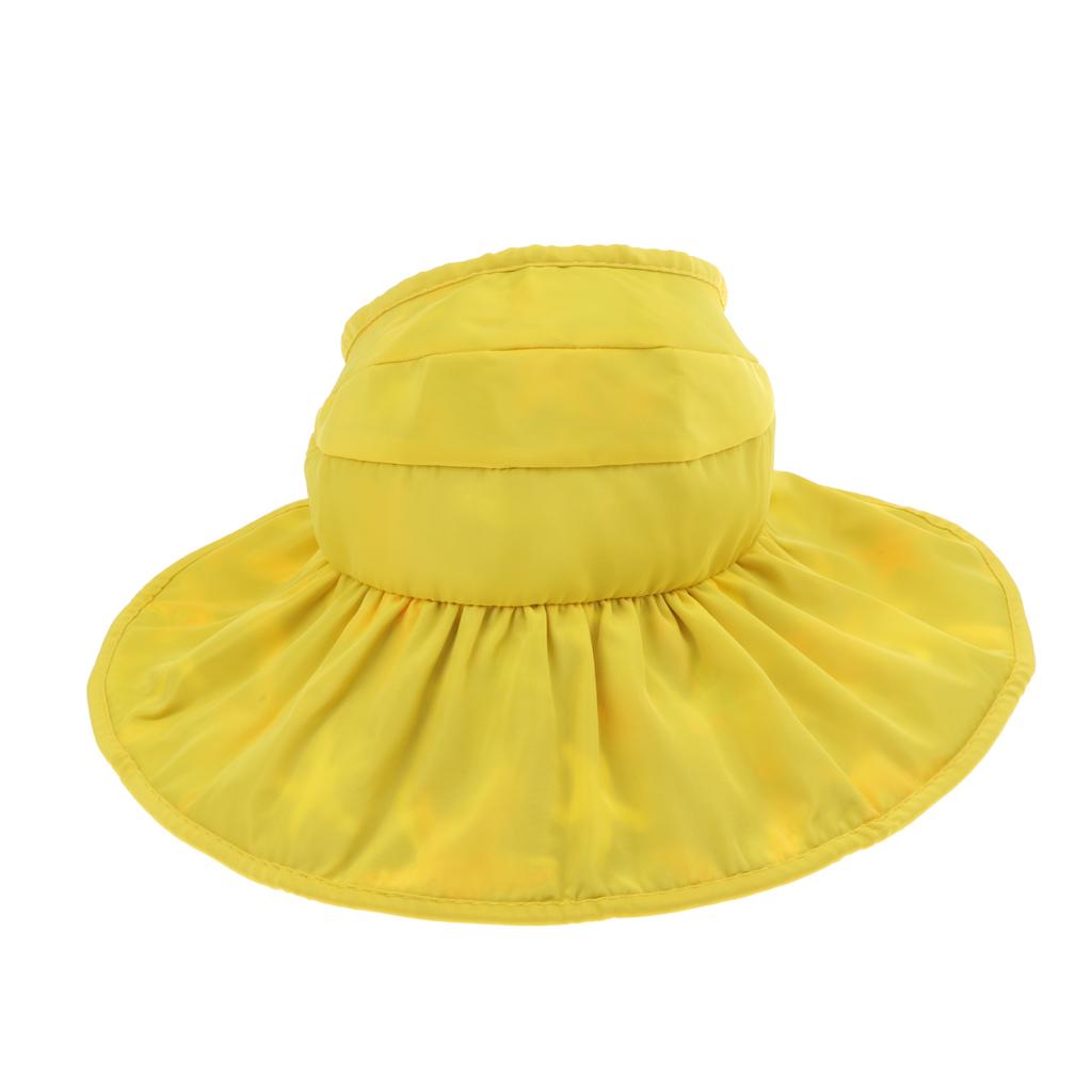 Summer Children's Sun Visor Hat Beach Hat Wide Brim Adjustable Cap Yellow