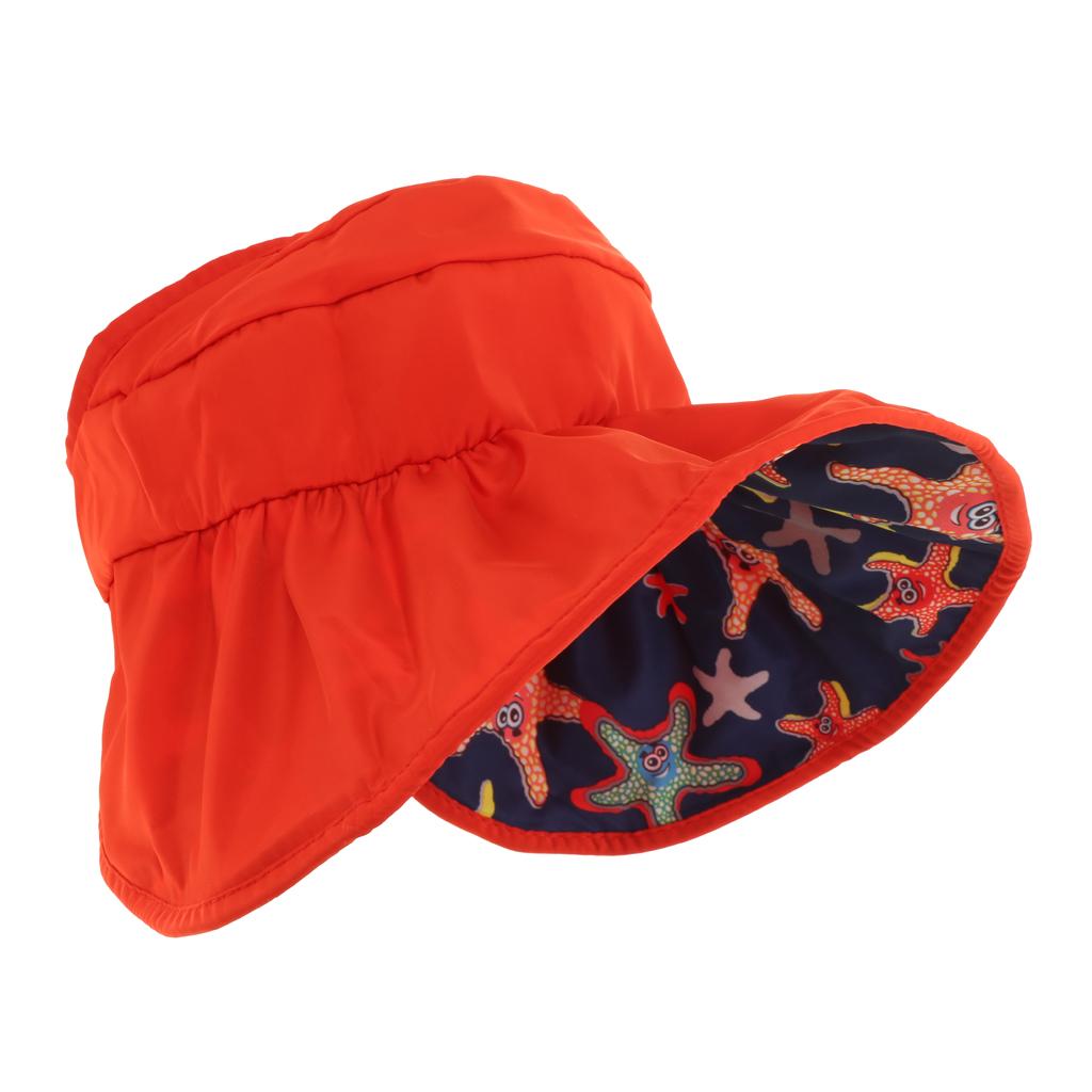 Summer Children's Sun Visor Hat Beach Hat Wide Brim Adjustable Cap Red